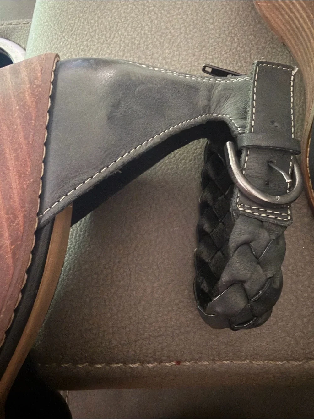 Crown Vintage Black Braided-Ankle Wedge Pumps